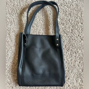 Elegant Black Leather Tote Bag